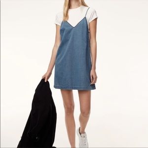 Aritzia Wilfred Free Vivienne Dress Blue Chambray Cotton Mini